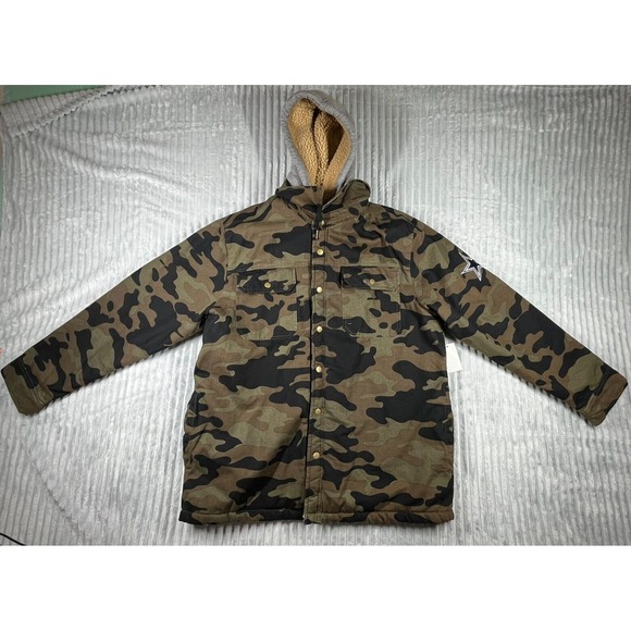 Darius Rucker X NFL Dallas Cowboys Sherpa Lined Mens L Camo Canvas Hooded Jacket - Picture 2 of 16